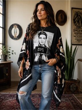 Elvis Graphic Kimono Tee